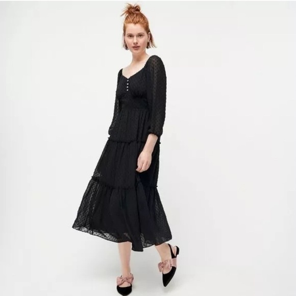 J. Crew Tiered long-sleeve midi dress in swiss dot (Never Worn) - Picture 3 of 8